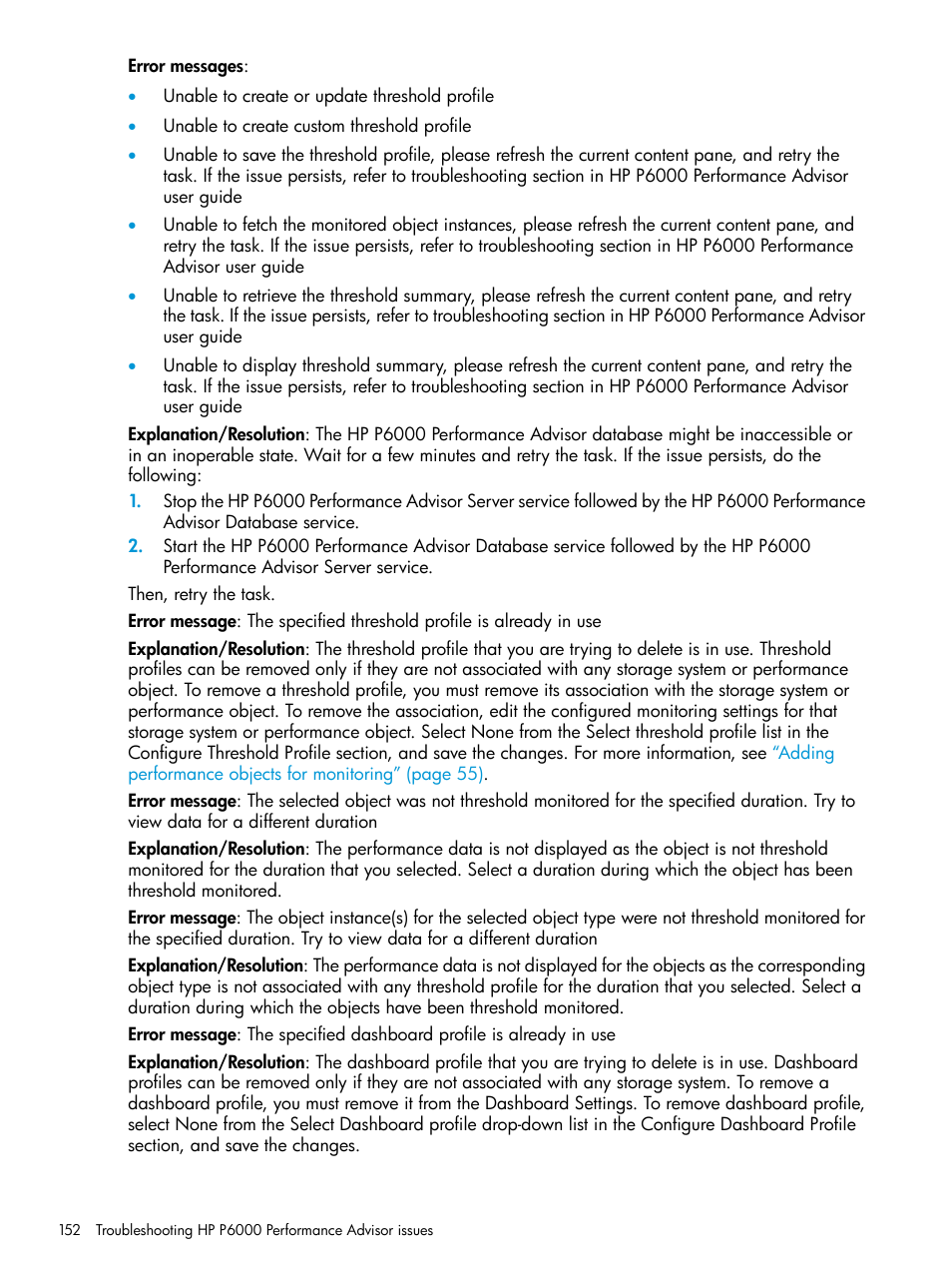 HP P6000 Performance Advisor Software User Manual | Page 152 / 186