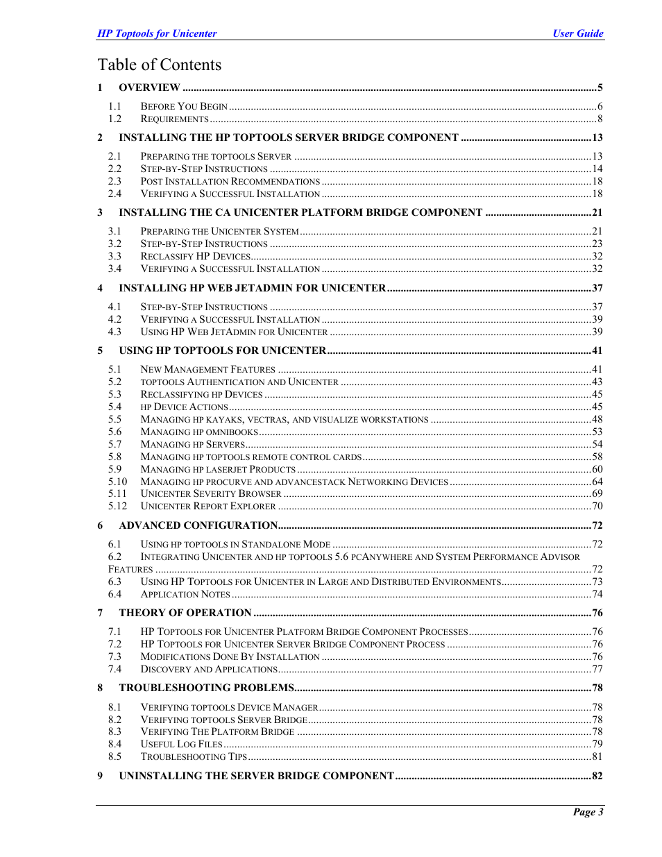 HP TopTools User Manual | Page 3 / 85
