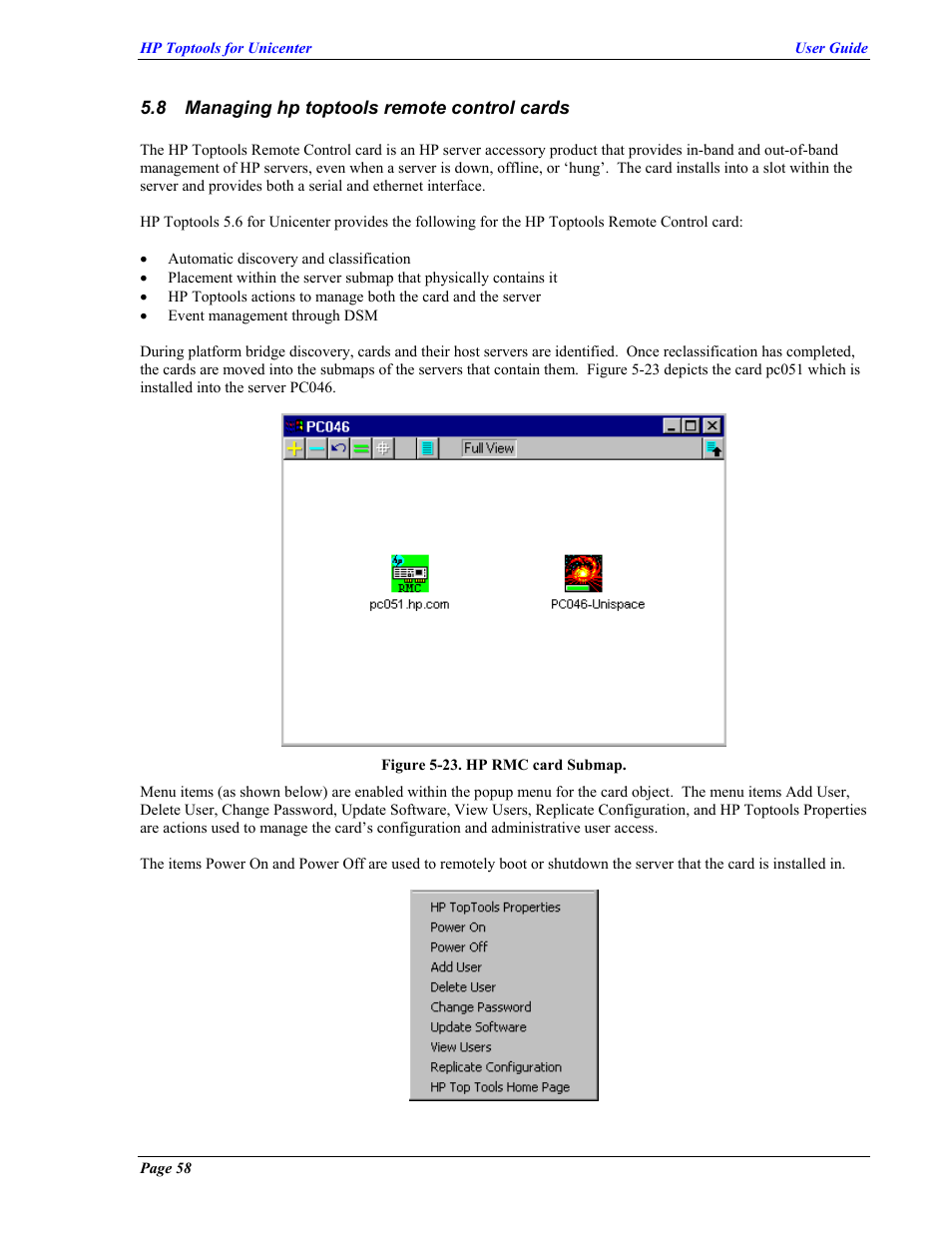 Managing hp toptools remote control cards, Anaging hp toptools remote control cards | HP TopTools User Manual | Page 58 / 85