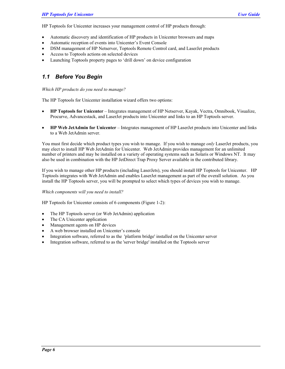 Before you begin, Efore, Egin | HP TopTools User Manual | Page 6 / 85