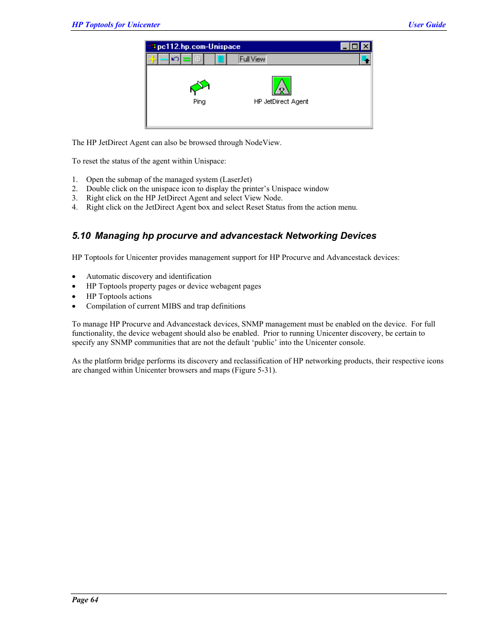 Anaging hp procurve and advancestack, Etworking, Evices | HP TopTools User Manual | Page 64 / 85