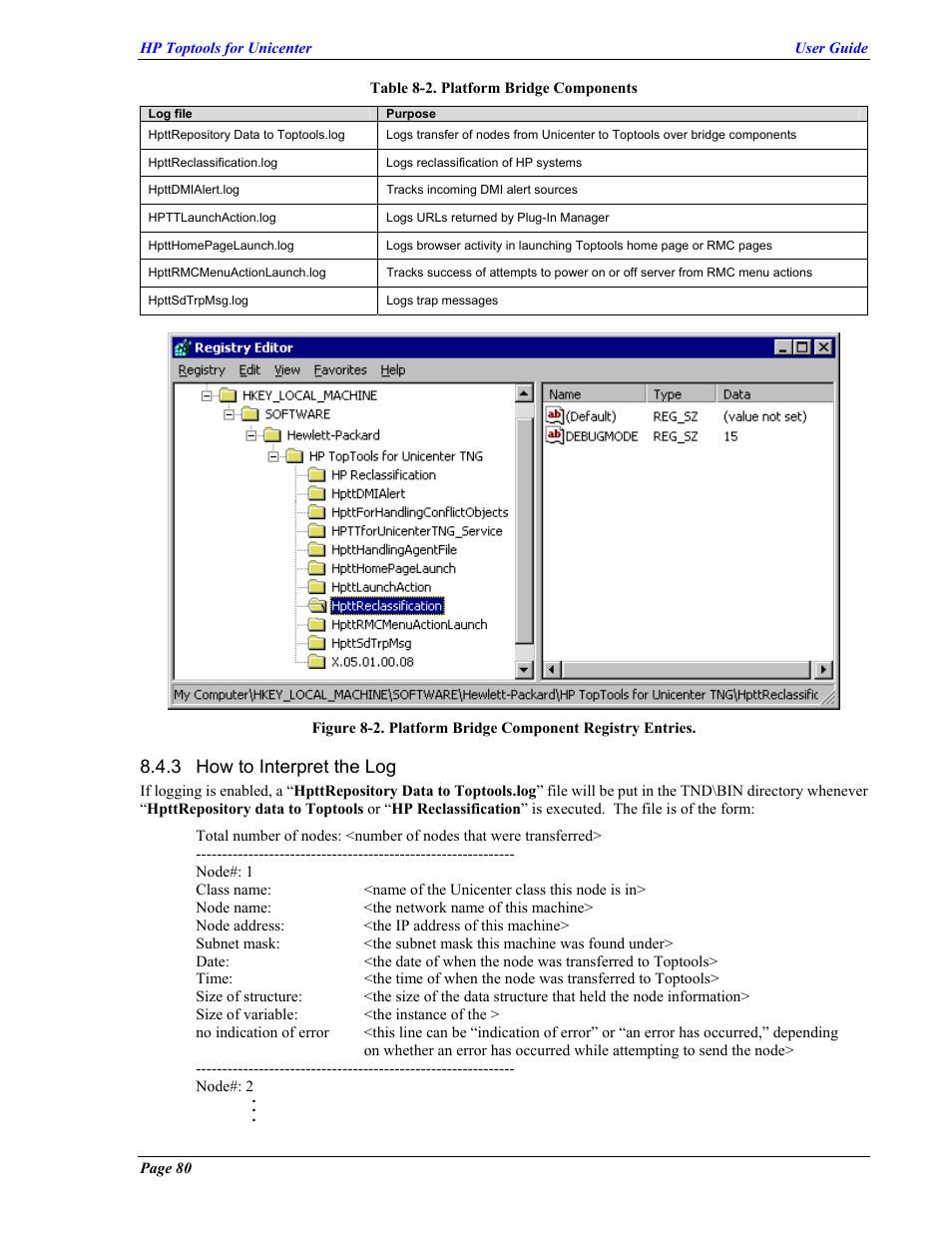 How to interpret the log, 3 how to interpret the log | HP TopTools User Manual | Page 80 / 85