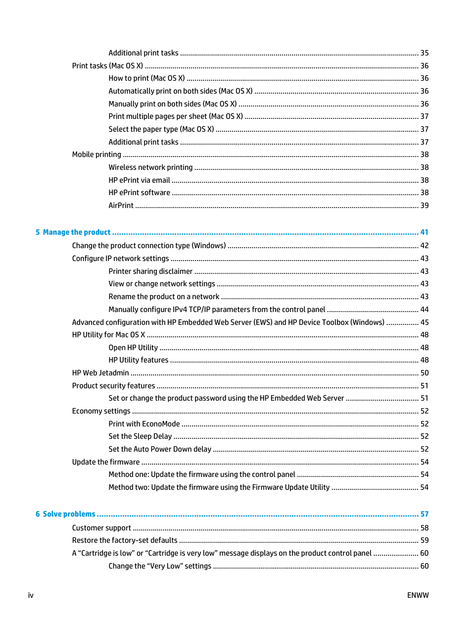 HP LaserJet Pro M701 Printer series User Manual | Page 6 / 98