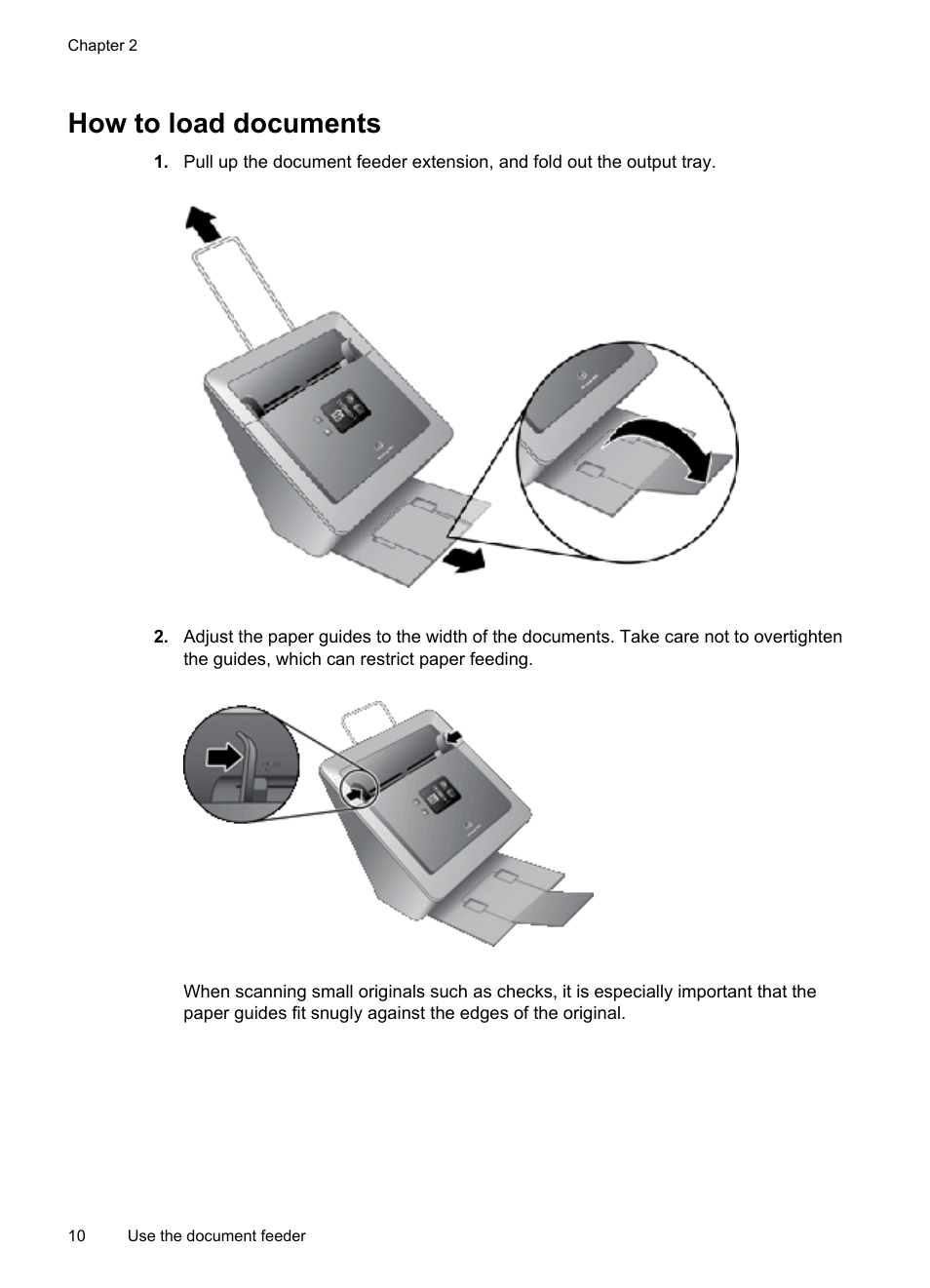 How to load documents | HP Scanjet N7710 Document Sheet-feed Scanner User Manual | Page 12 / 42