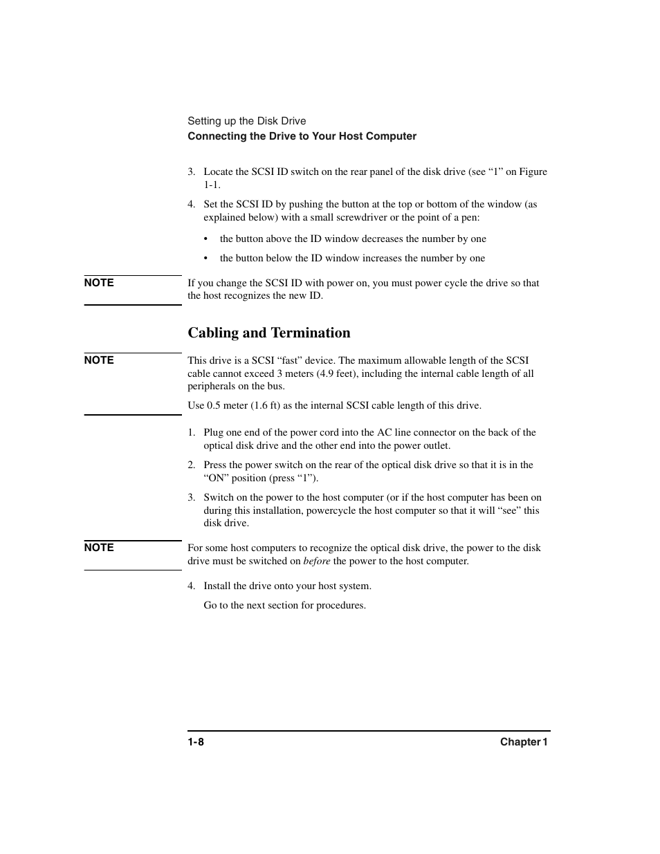 Cabling and termination, Cabling and termination -8 | HP Optical Jukeboxes User Manual | Page 20 / 77