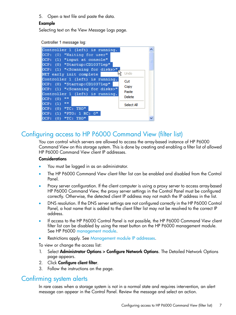 Confirming system alerts | HP P6000 Command View Software User Manual | Page 7 / 29