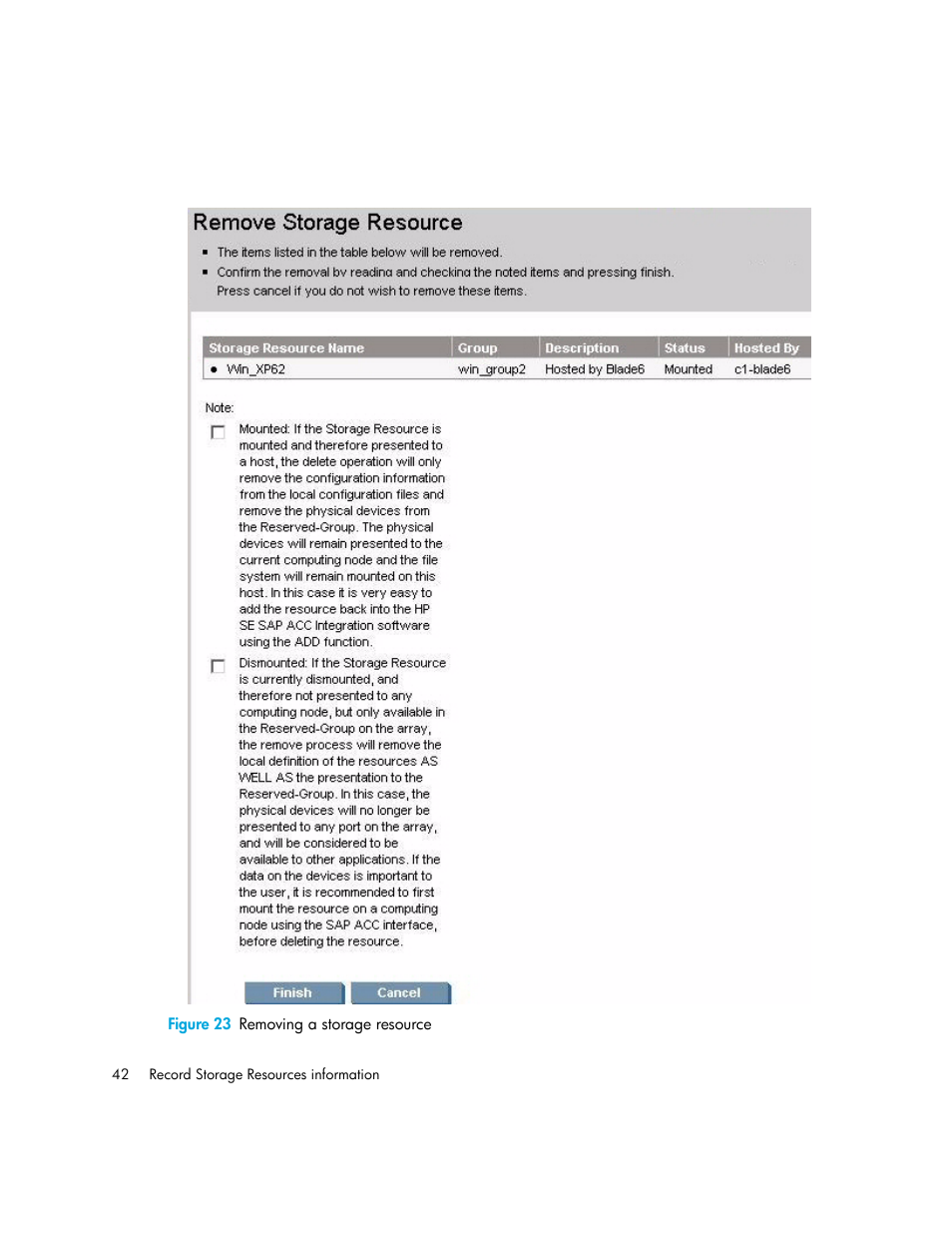 23 removing a storage resource | HP Storage Essentials Standard Edition SRM Software User Manual | Page 56 / 90