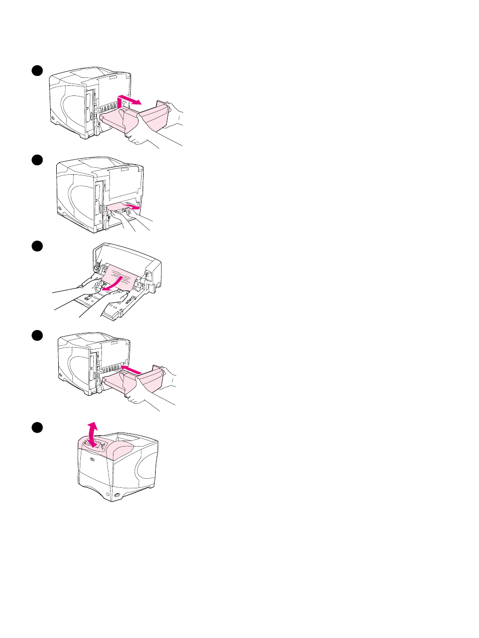 Clearing jams from the optional duplexer | HP LaserJet 4300 Printer series User Manual | Page 104 / 218
