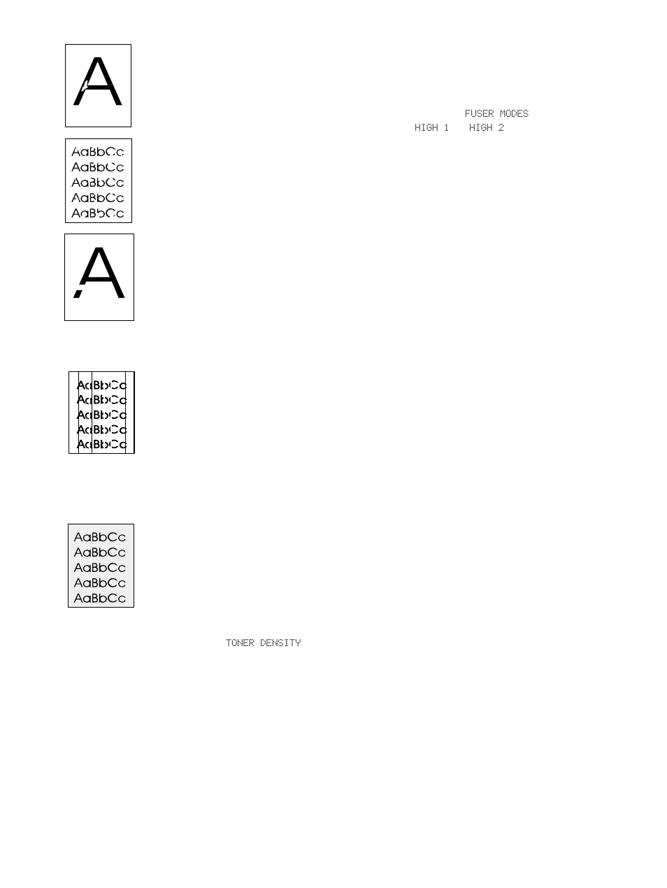 Dropouts” on, Gray background” on, Dropouts | Lines, Gray background | HP LaserJet 4300 Printer series User Manual | Page 128 / 218