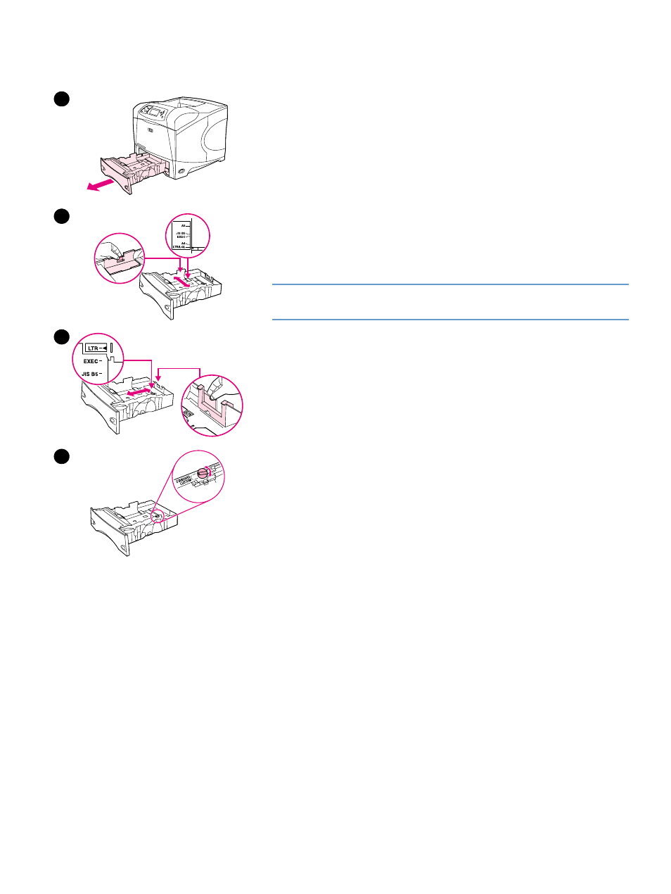 Loading tray2 or an optional 500sheet tray, Loading tray 2 or an optional 500-sheet tray | HP LaserJet 4300 Printer series User Manual | Page 45 / 218