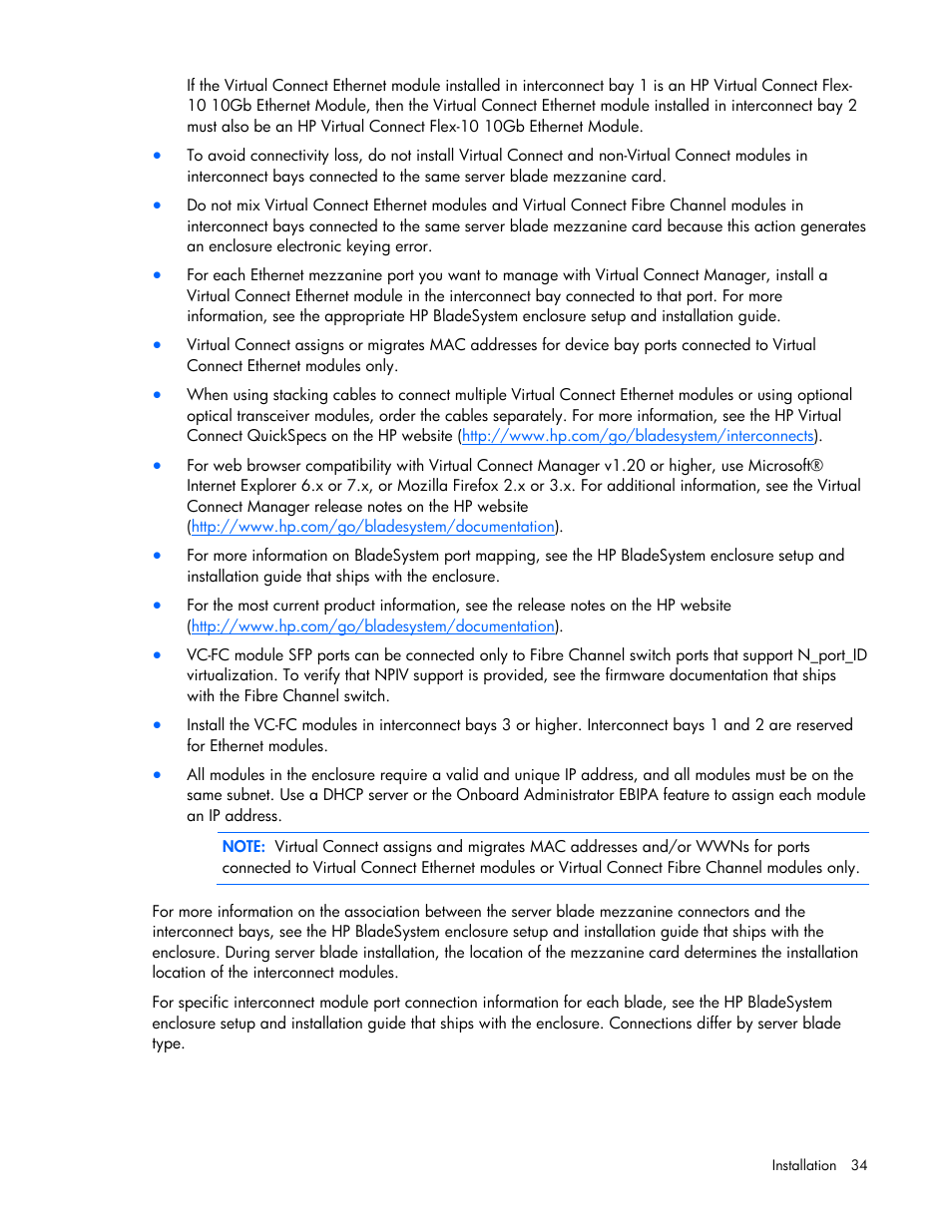 HP Virtual Connect 1.10Gb-F Ethernet Module for c-Class BladeSystem User Manual | Page 34 / 242
