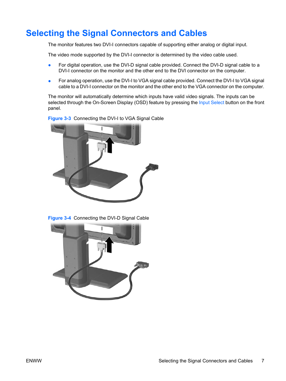 Selecting the signal connectors and cables | HP LP2065 20-inch LCD Monitor User Manual | Page 15 / 51