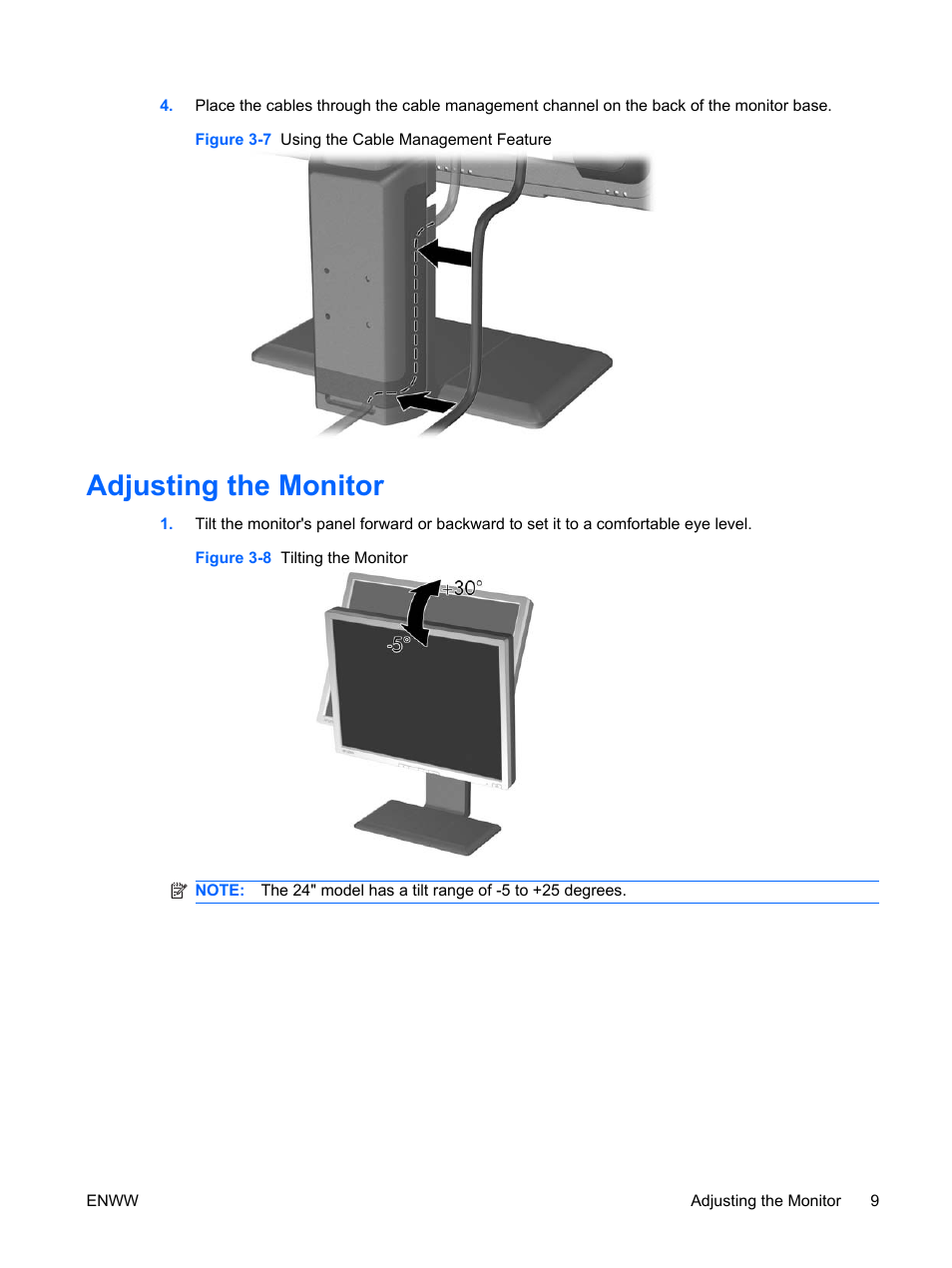 Adjusting the monitor | HP LP2065 20-inch LCD Monitor User Manual | Page 17 / 51