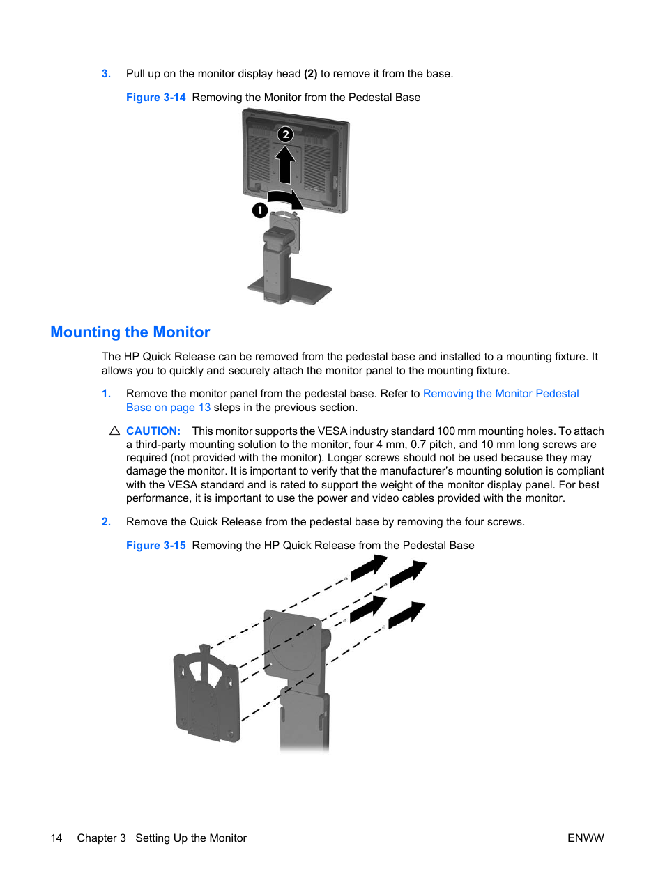 Mounting the monitor | HP LP2065 20-inch LCD Monitor User Manual | Page 22 / 51