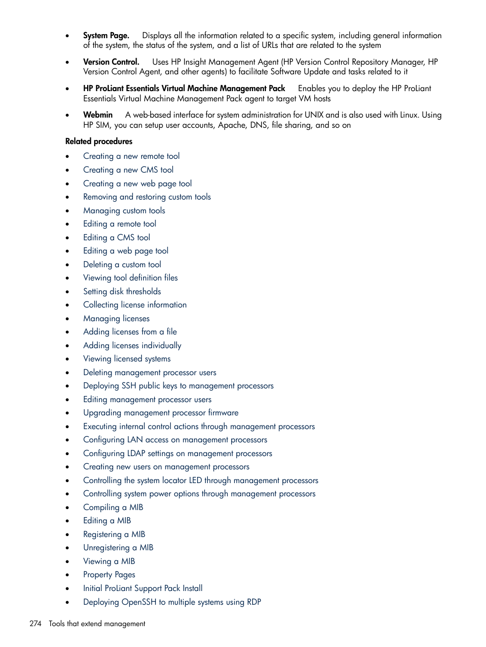 HP Systems Insight Manager User Manual | Page 274 / 679