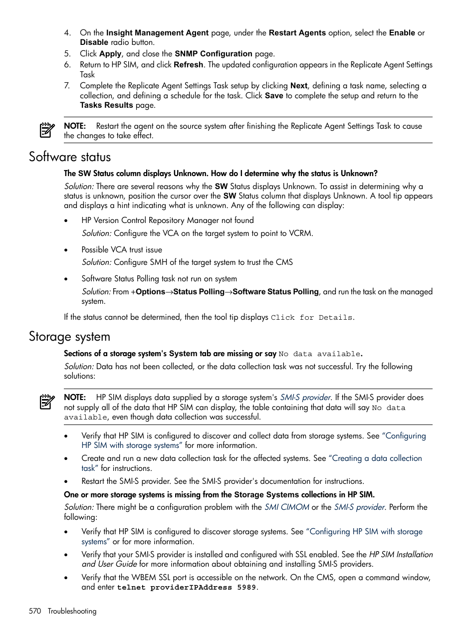 Software status, Storage system, Software status storage system | Storage, System | HP Systems Insight Manager User Manual | Page 570 / 679
