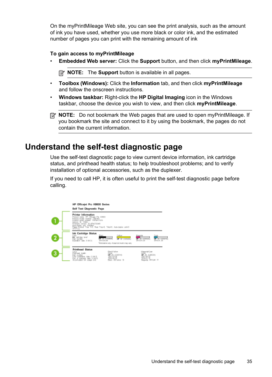 Understand the self-test, Understand the self-test diagnostic page | HP Officejet Pro K8600 Printer User Manual | Page 39 / 108