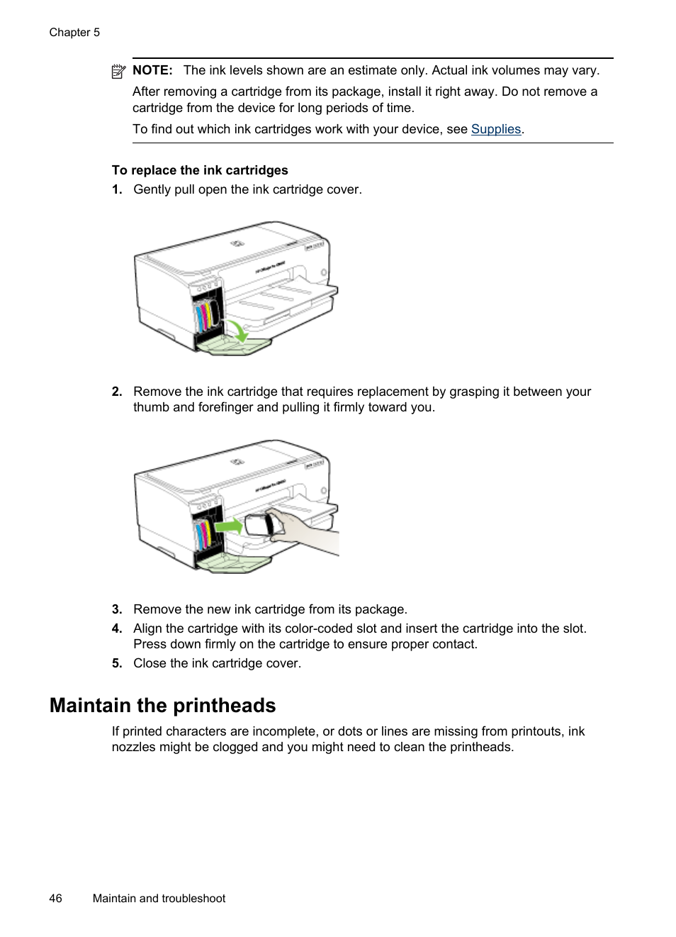 Maintain the printheads | HP Officejet Pro K8600 Printer User Manual | Page 50 / 108