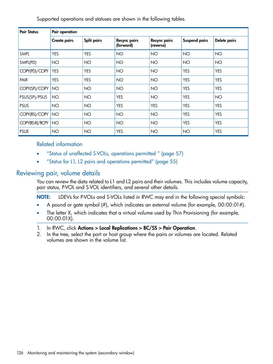 Reviewing pair, volume details, Related information | HP XP P9500 Storage User Manual | Page 126 / 143