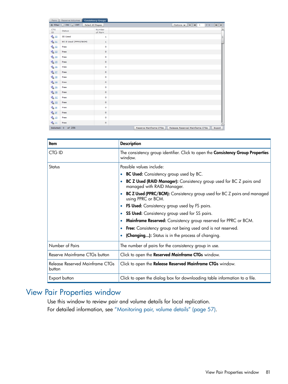 View pair properties window | HP XP P9500 Storage User Manual | Page 81 / 143