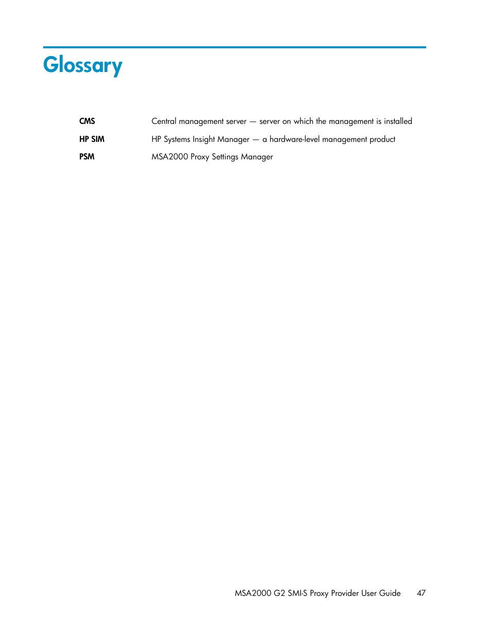 Glossary | HP 2000SA G2-Modular-Smart-Array User Manual | Page 47 / 48