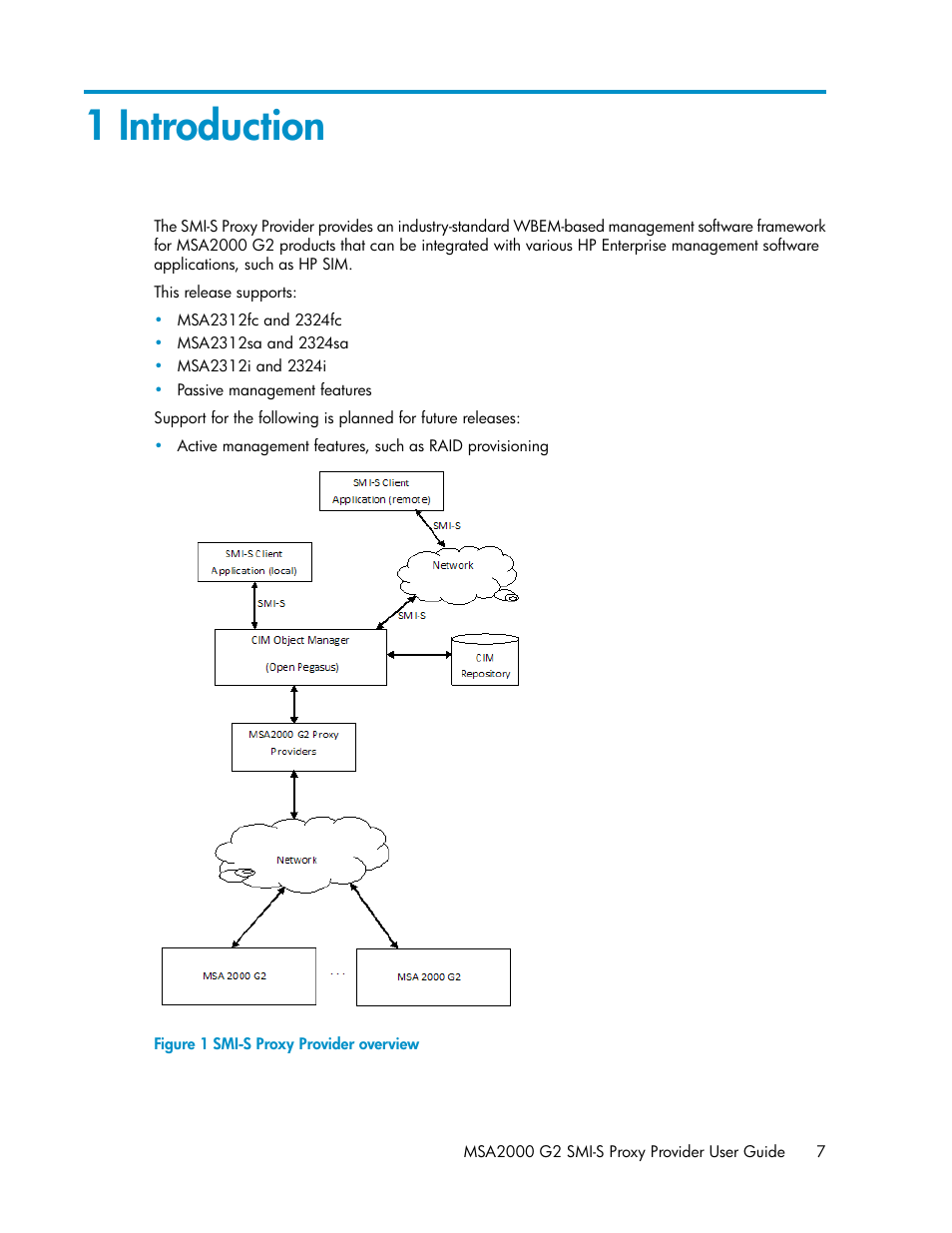 1 introduction, Smi-s proxy provider overview | HP 2000SA G2-Modular-Smart-Array User Manual | Page 7 / 48
