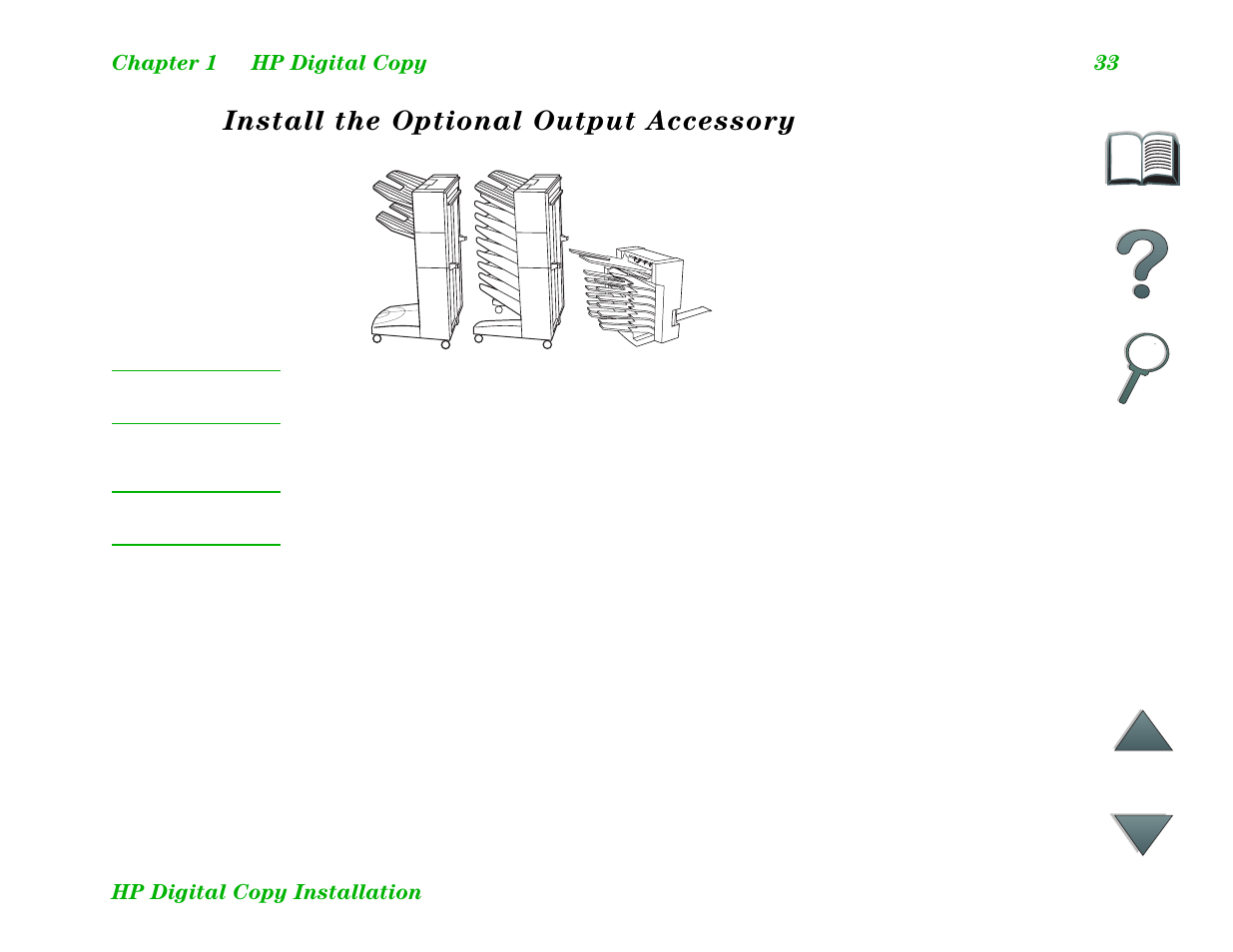 Install the optional output accessory | HP LaserJet 8100 Multifunction Printer series User Manual | Page 33 / 88