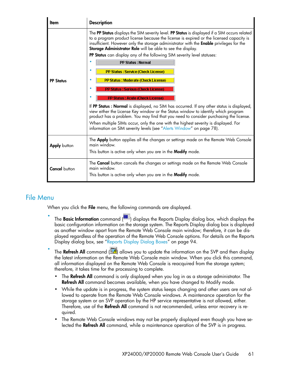 File menu | HP StorageWorks XP Remote Web Console Software User Manual | Page 61 / 174