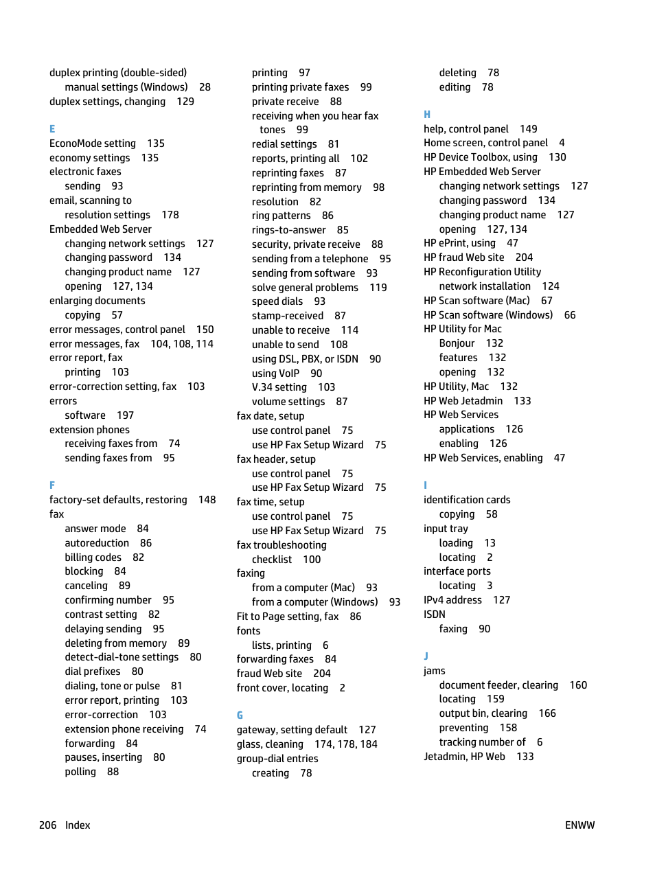 HP LaserJet Pro 400 MFP M425 User Manual | Page 222 / 228
