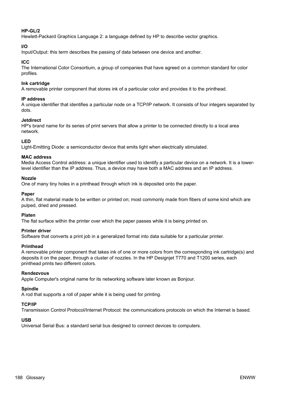 HP Designjet T1200 Printer series User Manual | Page 196 / 200