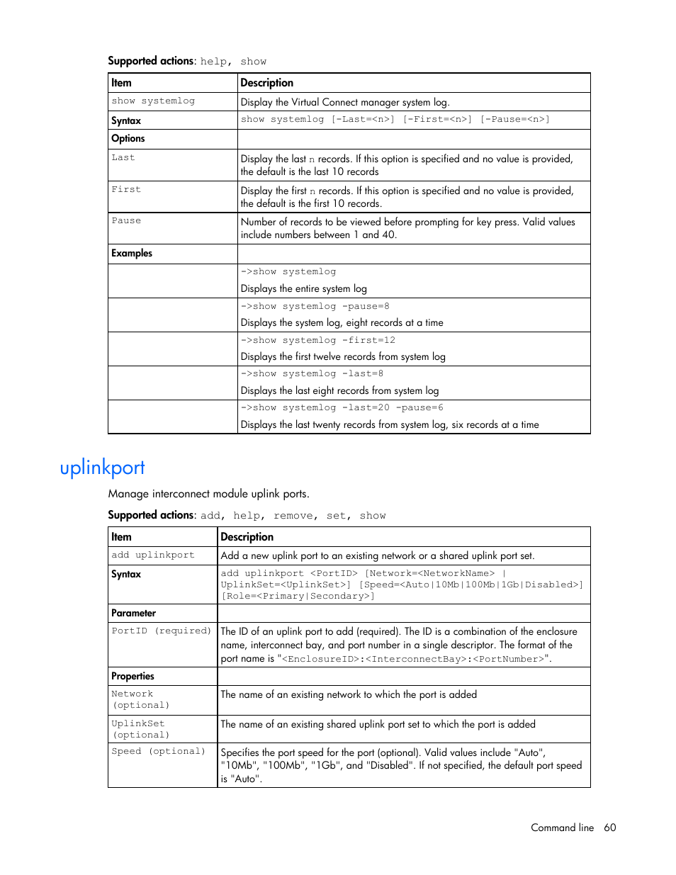 Uplinkport | HP Virtual Connect 1.10Gb-F Ethernet Module for c-Class BladeSystem User Manual | Page 60 / 90