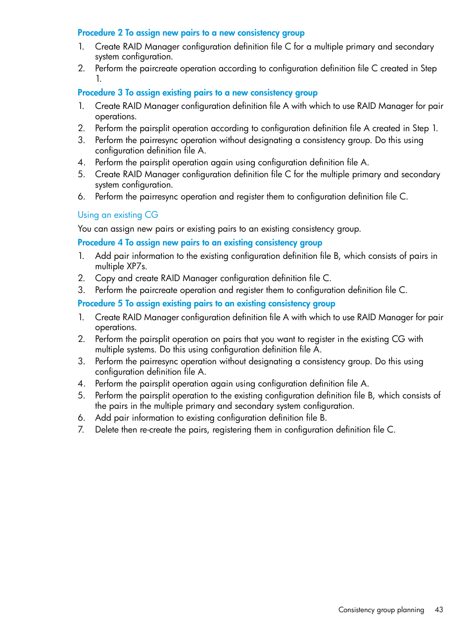 Using an existing cg | HP XP7 Storage User Manual | Page 43 / 195