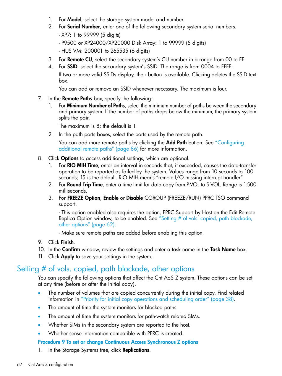 Setting # of vols. copied, path | HP XP7 Storage User Manual | Page 62 / 195
