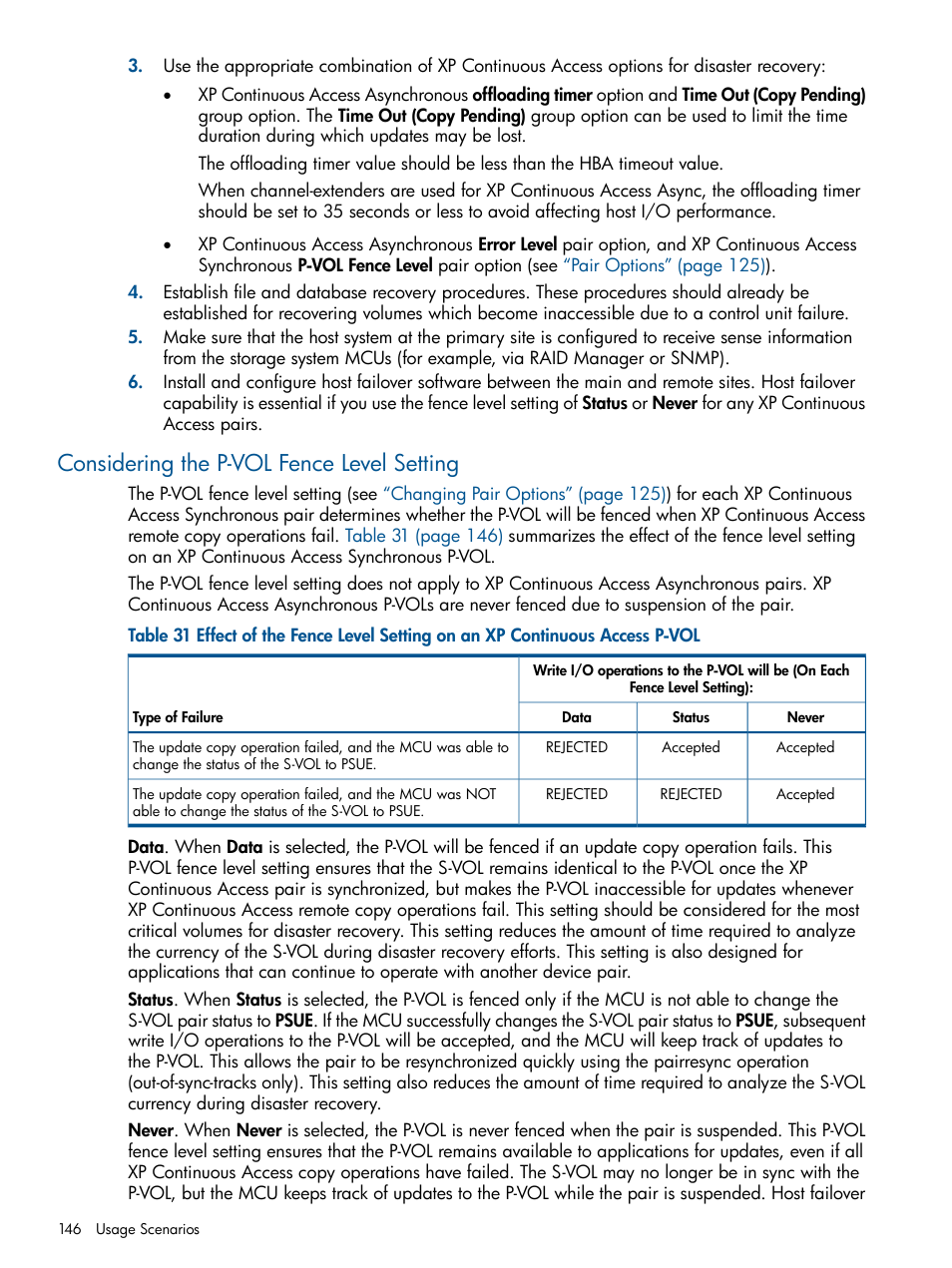 Considering the p-vol fence level setting, Considering the p-vol fence | HP StorageWorks XP Remote Web Console Software User Manual | Page 146 / 176