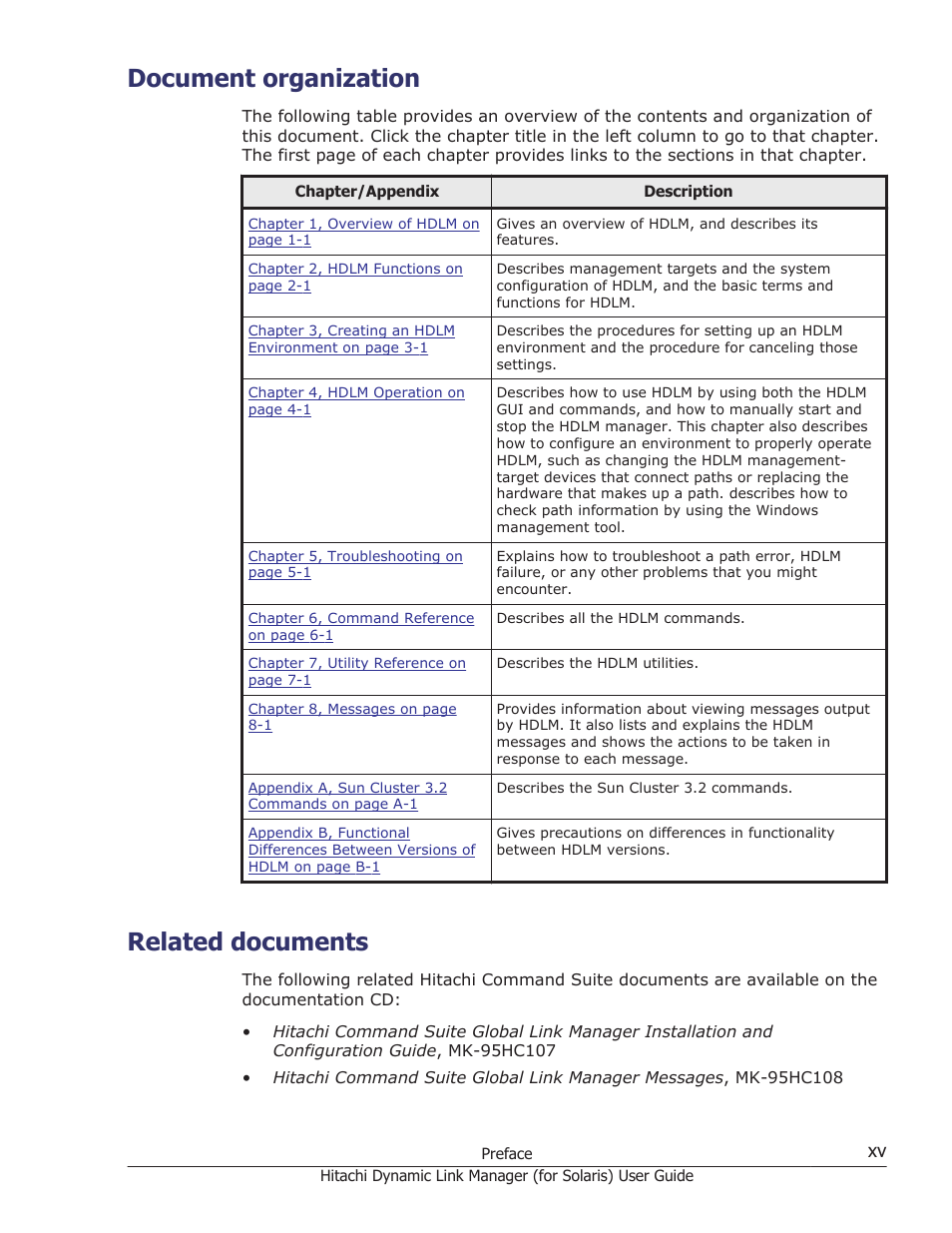Document organization, Related documents | HP Hitachi Dynamic Link Manager Software Licenses User Manual | Page 15 / 646