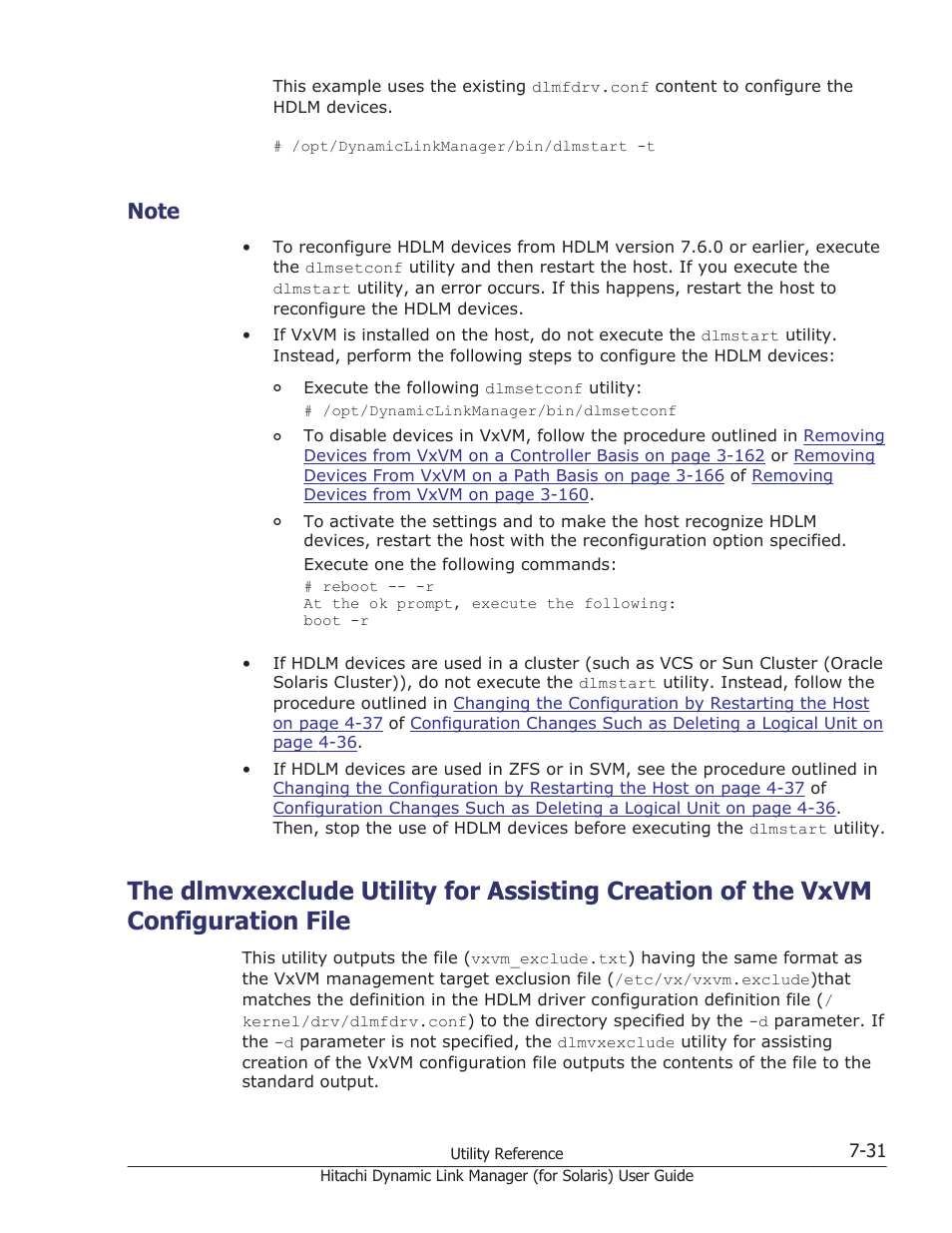 Note, Note -31, The dlmvxexclude utility for | Utility, see | HP Hitachi Dynamic Link Manager Software Licenses User Manual | Page 461 / 646