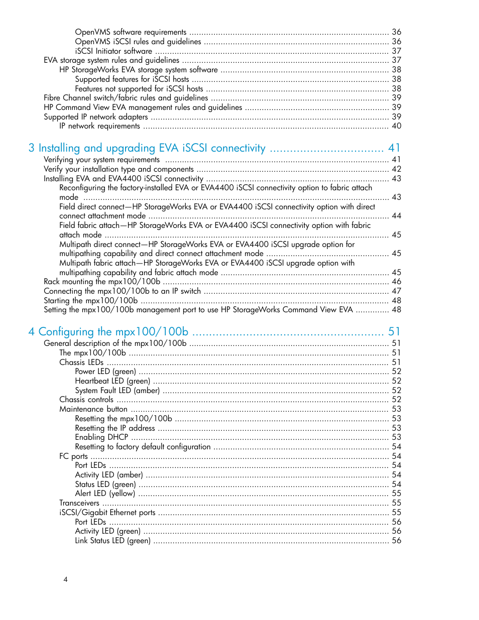 3 installing and upgrading eva iscsi connectivity | HP 3000 Enterprise Virtual Array User Manual | Page 4 / 236