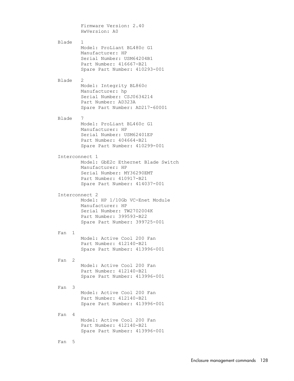 HP Onboard Administrator User Manual | Page 128 / 226