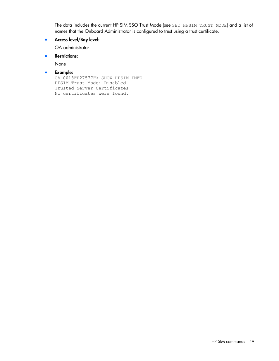 HP Onboard Administrator User Manual | Page 49 / 226