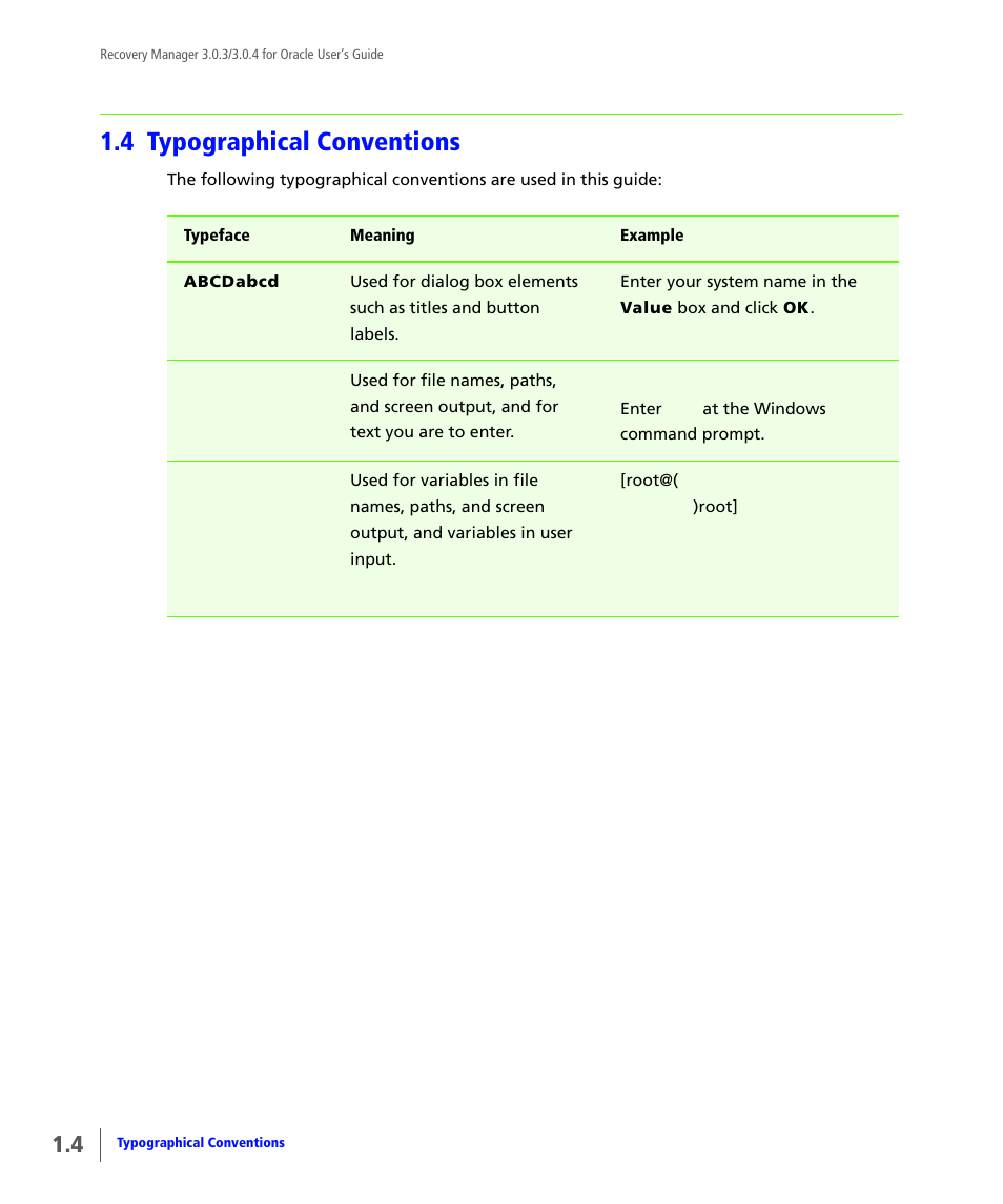 4 typographical conventions, Typographical conventions | HP 3PAR Application Software Suite for Oracle User Manual | Page 14 / 196