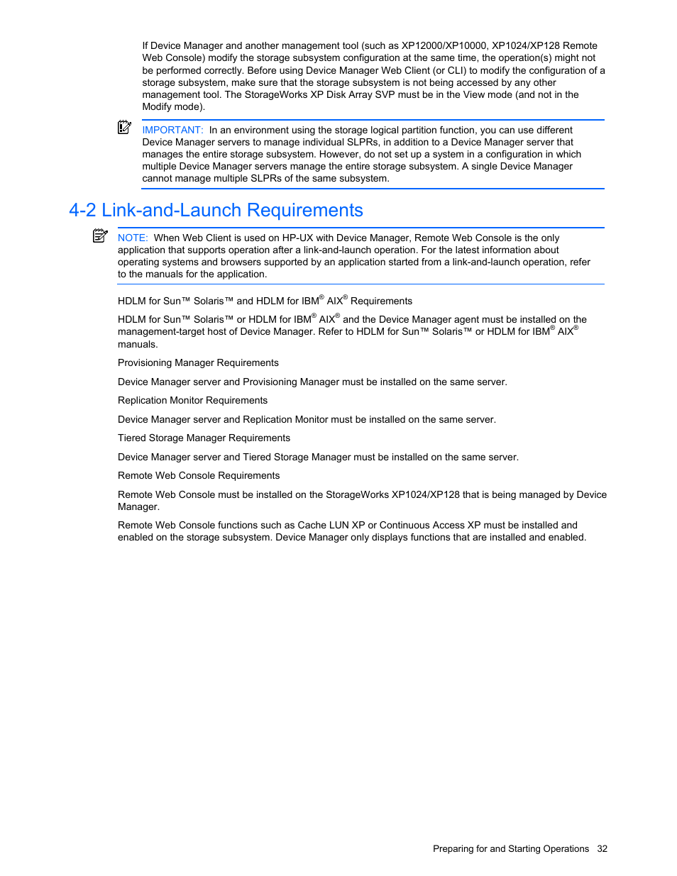 2 link-and-launch requirements, Link-and-launch requirements | HP XP Command View Advanced Edition Software User Manual | Page 32 / 201