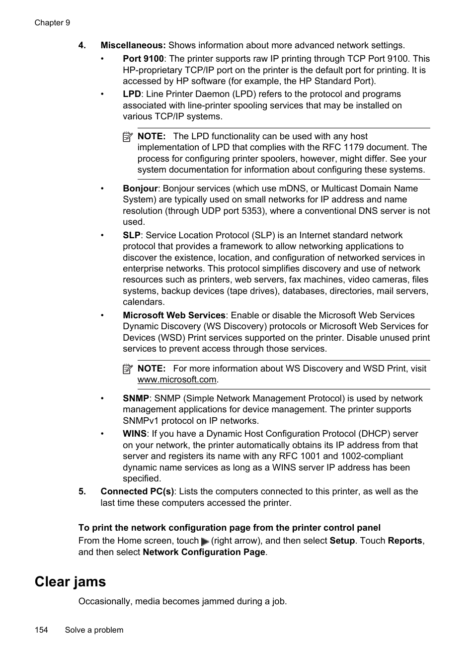 Clear jams, Clear paper jams avoid paper jams | HP Officejet Pro 8600 User Manual | Page 158 / 254