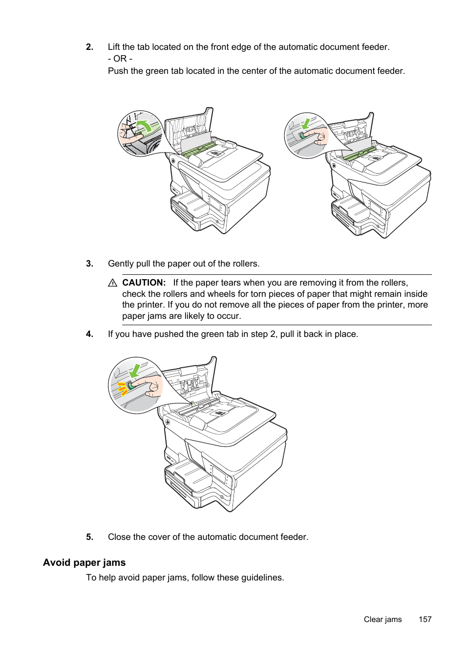 Avoid paper jams | HP Officejet Pro 8600 User Manual | Page 161 / 254