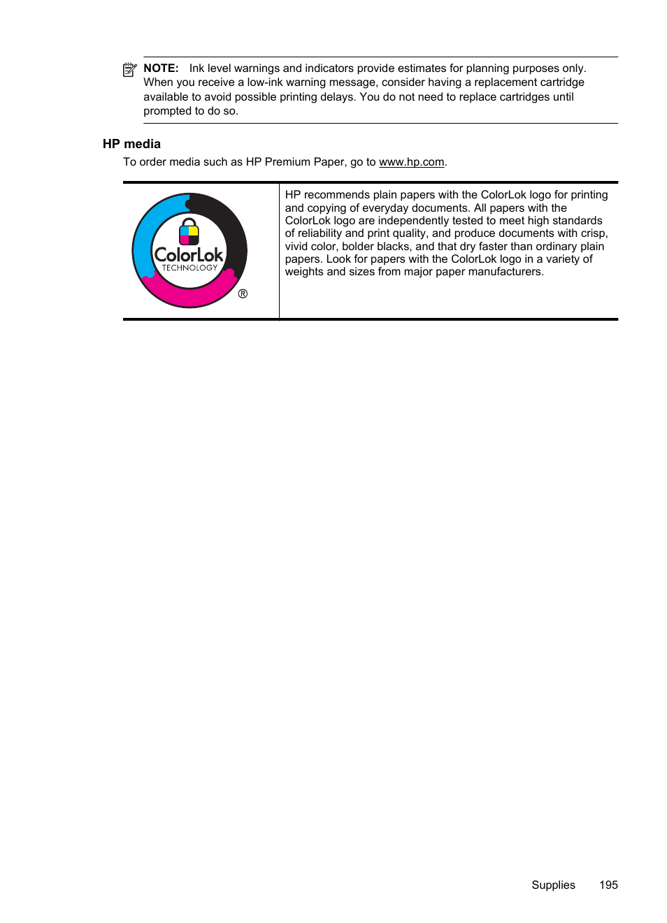 Hp media | HP Officejet Pro 8600 User Manual | Page 199 / 254