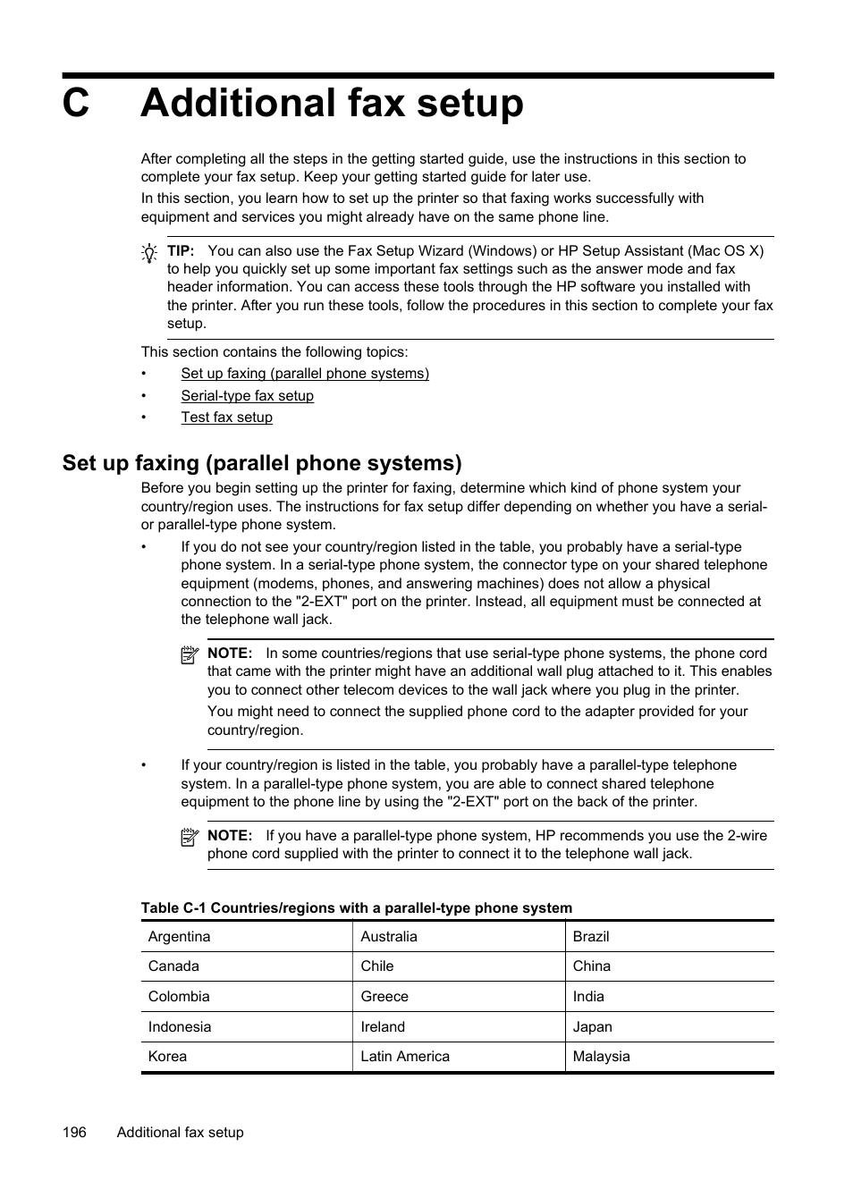 Additional fax setup, Set up faxing (parallel phone systems), Case h: shared voice/fax line with computer modem | Cadditional fax setup | HP Officejet Pro 8600 User Manual | Page 200 / 254