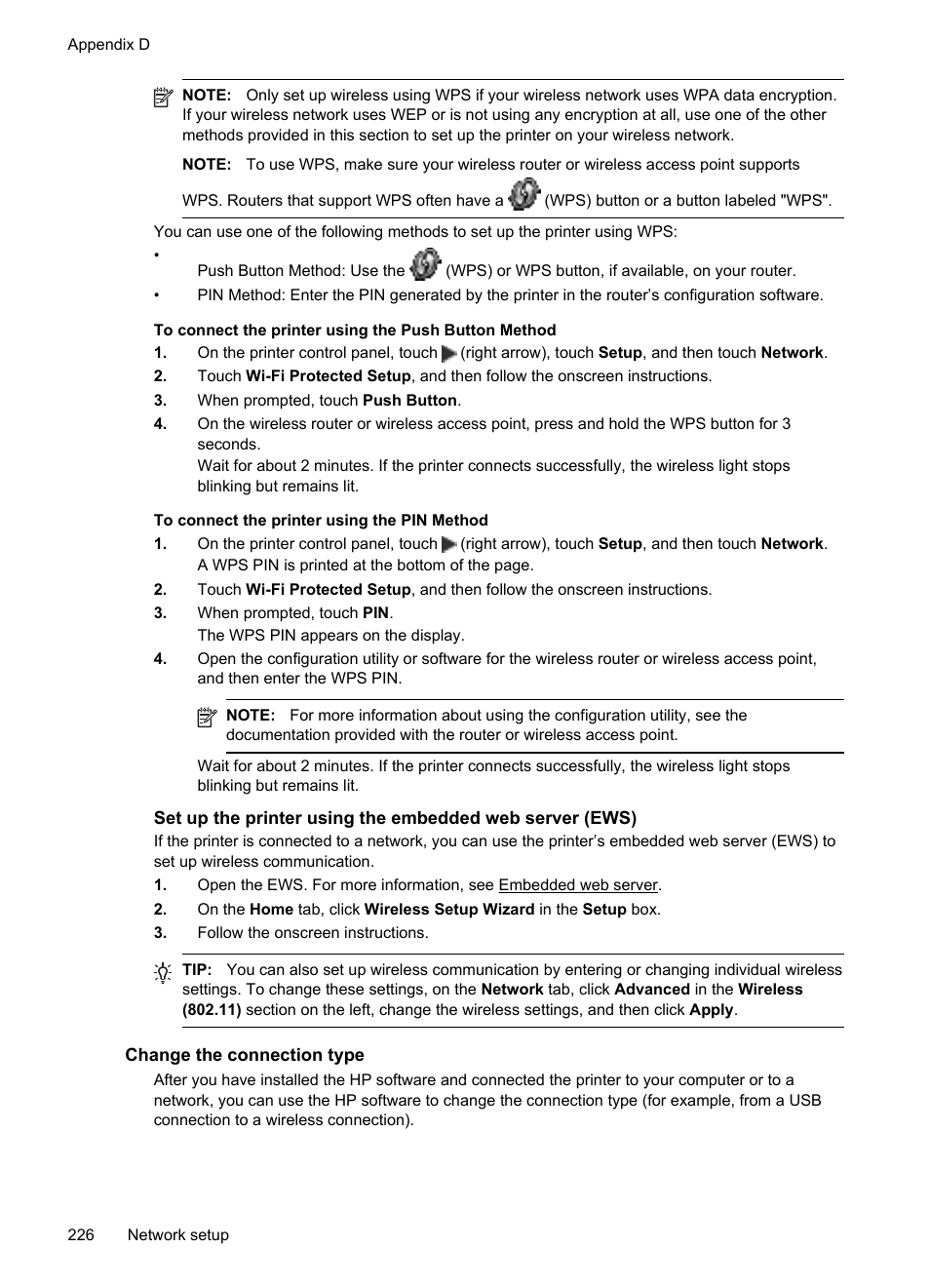 Change the connection type | HP Officejet Pro 8600 User Manual | Page 230 / 254