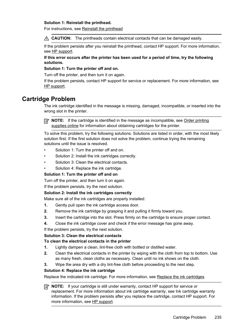 Cartridge problem | HP Officejet Pro 8600 User Manual | Page 239 / 254
