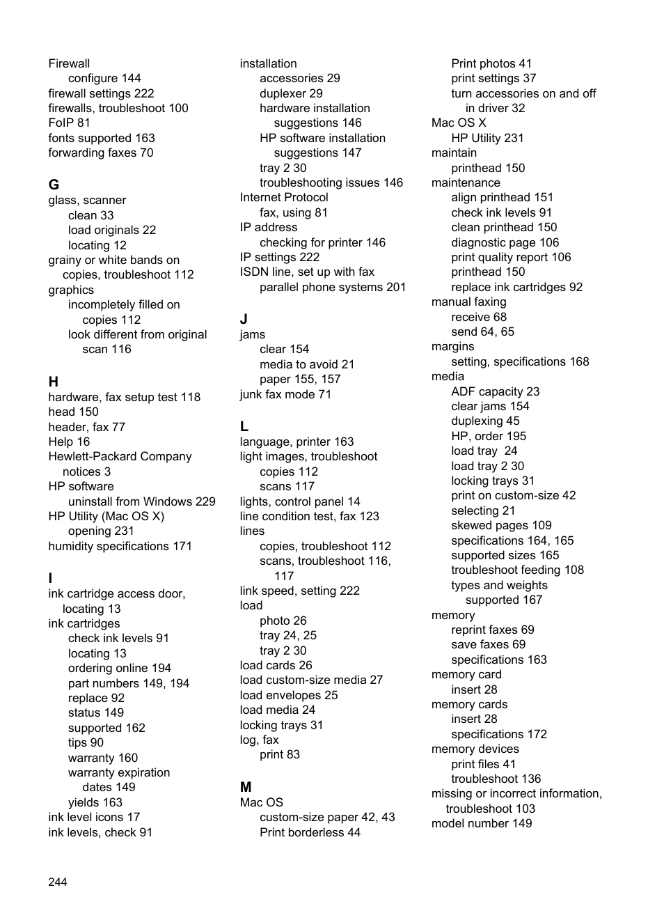 HP Officejet Pro 8600 User Manual | Page 248 / 254