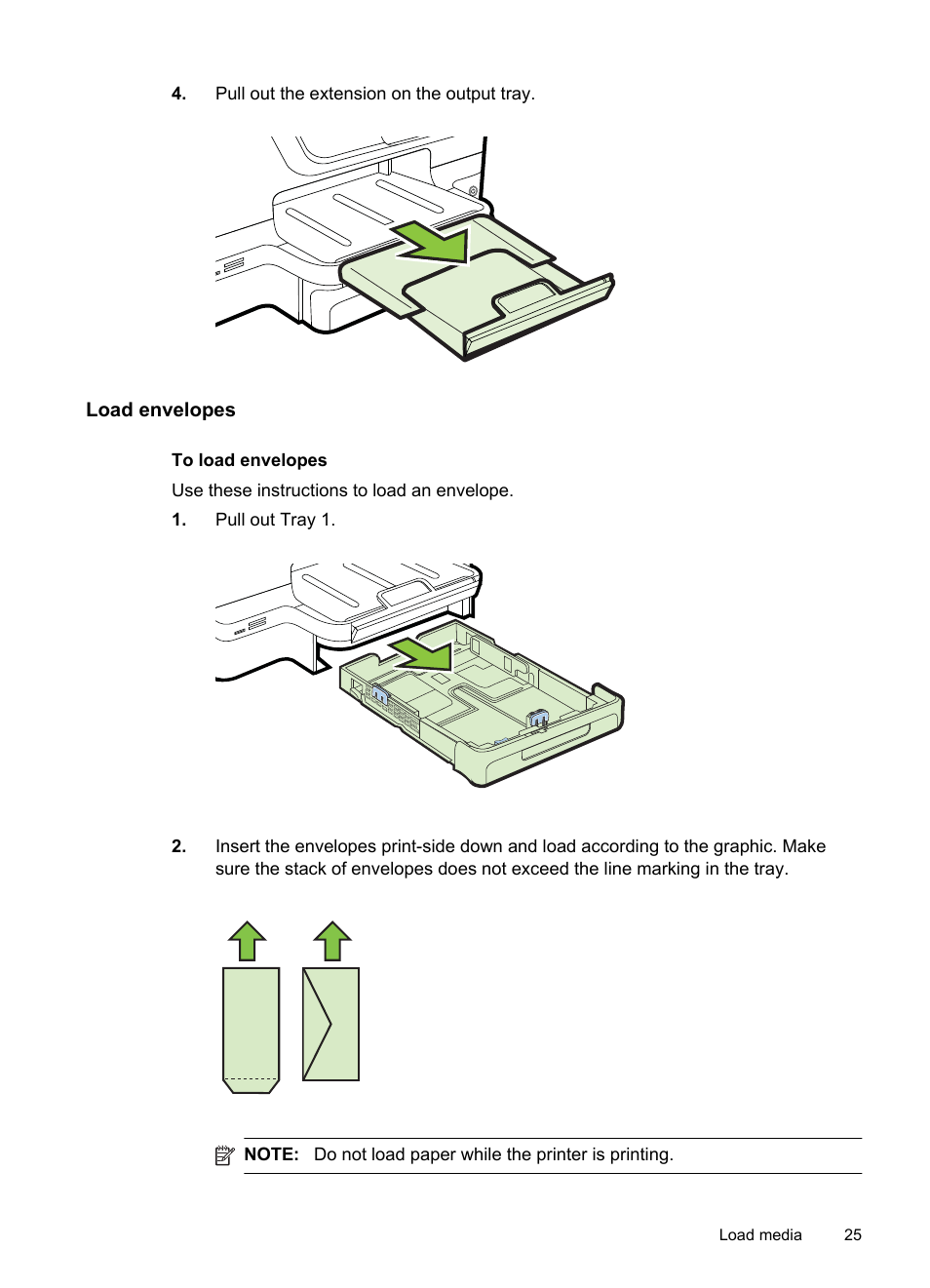 Load envelopes | HP Officejet Pro 8600 User Manual | Page 29 / 254