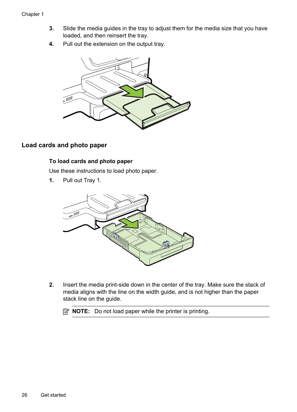 Load cards and photo paper | HP Officejet Pro 8600 User Manual | Page 30 / 254